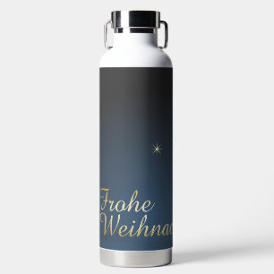 Blaues Weihnachtsmotiv mit goldenem Weihnachtsbaum Water Bottle