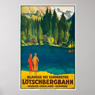 Blausee Bernese Oberland Switzerland Vintage Poster