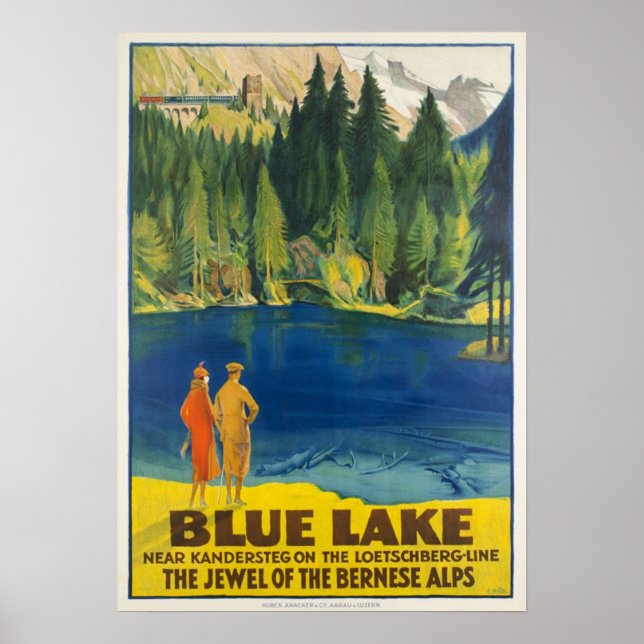 Blausee/ Blue Lake Kandersteg, Switzerland Vintage Poster (Front)