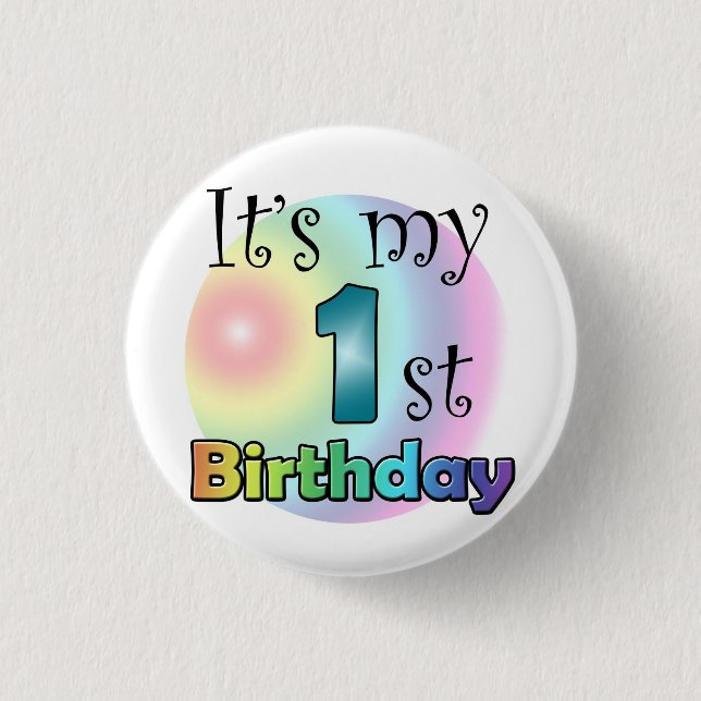 Blauwe It's my 1st Birthday 3 Cm Round Badge (Front)