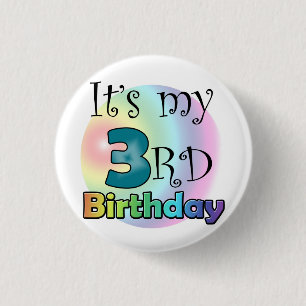 Blauwe It's my 3rd Birthday 3 Cm Round Badge