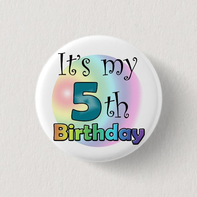 Blauwe It's my 5th Birthday 3 Cm Round Badge (Front)