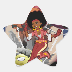 blaxploitation afro spy star sticker