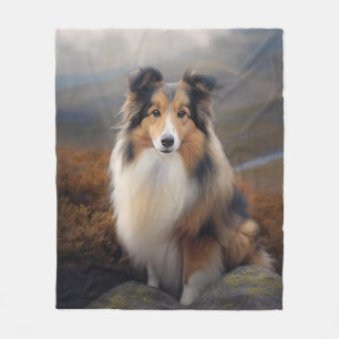Blaze Face Sheltie Fleece Blanket