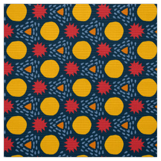 BLAZE - Primary Colour Geometric Kid Shapes on Blu Fabric