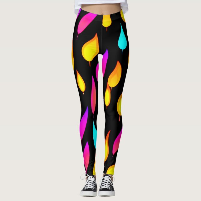 Blazing Abstract Flame Art Leggings (Front)