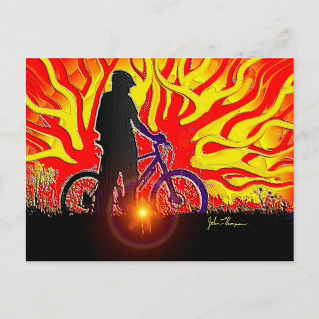 Blazing Bike Rider Post Card (Front)