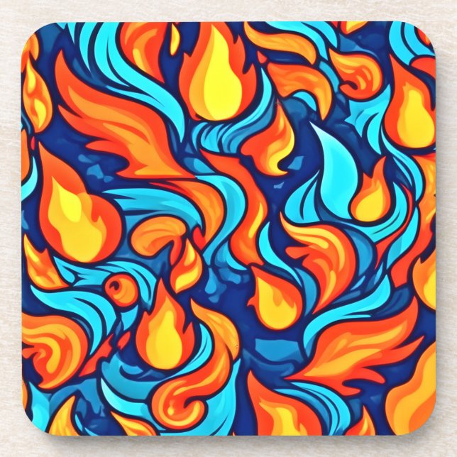 Blazing Blue Abstract Coaster (Front)