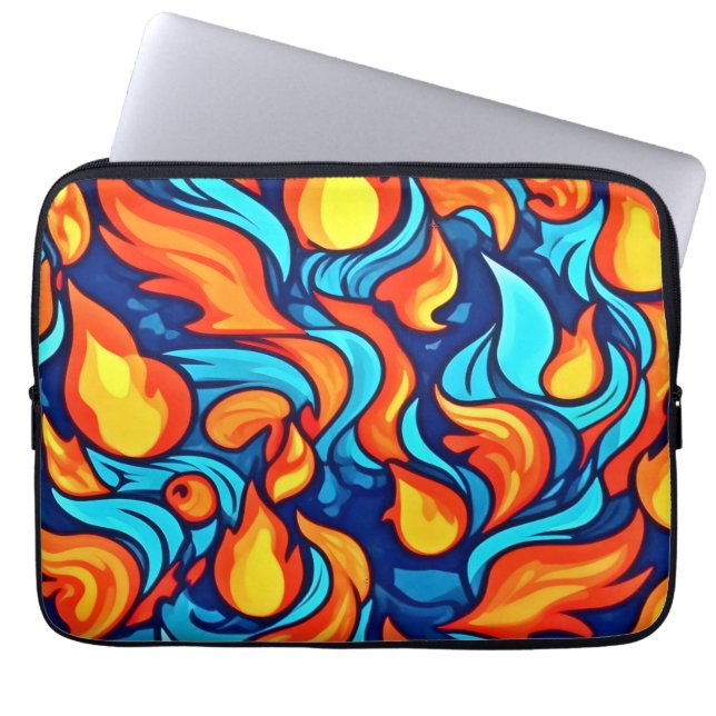  Blazing Blue Abstract Laptop Sleeve (Front)