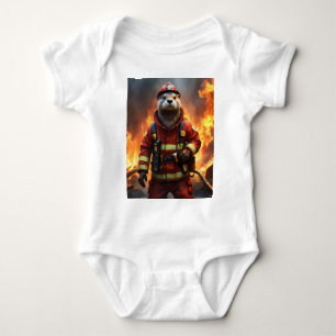 **"Blazing Bravery: The Otter Firefighter"** Baby Bodysuit