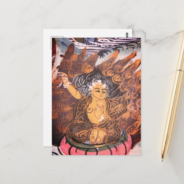 blazing Buddha Postcard (Front/Back In Situ)