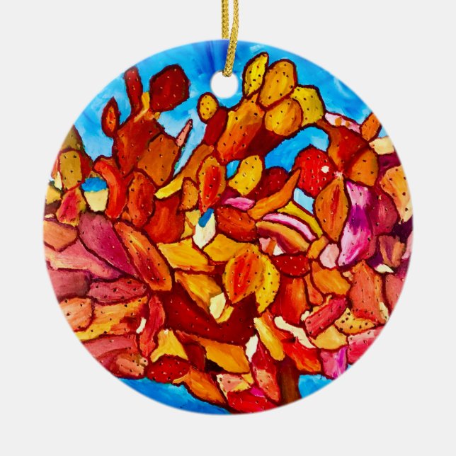 Blazing Cactus Ceramic Ornament (Front)