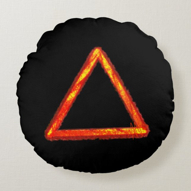 Blazing Fire Element Alchemy Symbol Round Cushion (Front)