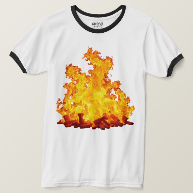 Blazing Fire  Men's Basic Ringer T-Shirt (Design Front)