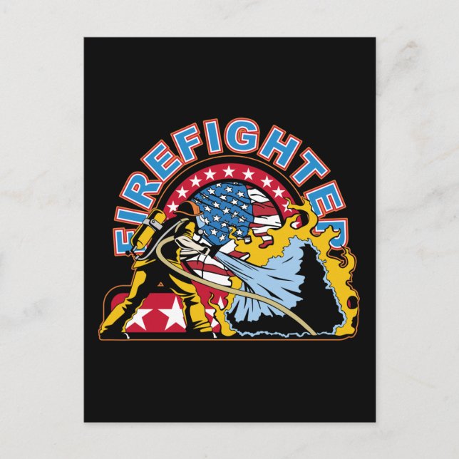 Blazing Firefighter Postcard (Front)