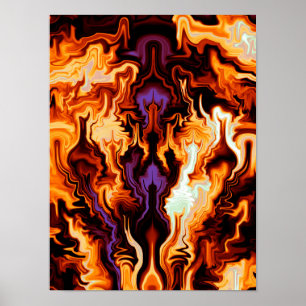 Blazing Flamberge Fire Spirit Abstract Fractal Poster