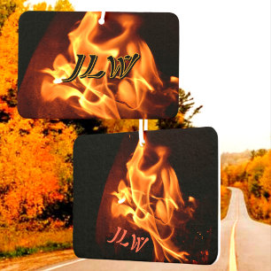 Blazing Flames Photographic Fire with Initials Car Air Freshener
