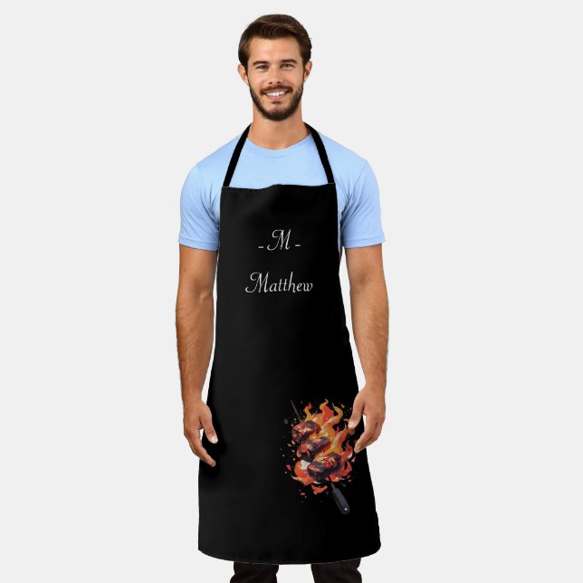 "Blazing Gourmet" Personalised Chef's Apron 🔥 (Worn)