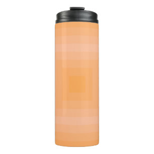 Blazing Orange Fuzzy Peach Squares Ceramic Tile Thermal Tumbler