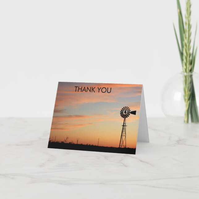 BLAZING ORANGE WINDMILL SUNSET CARD (Front)