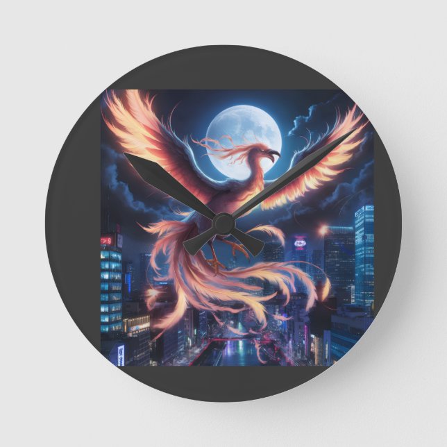 Blazing Phoenix Round Parade Clock (Front)
