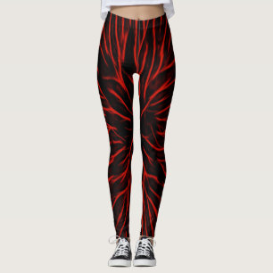 Blazing Red Hot Fire Sparkler Abstract Leggings