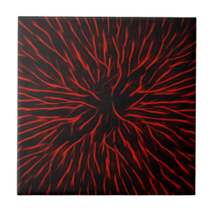 Blazing Red Hot Fire Sparkler Abstract Tile
