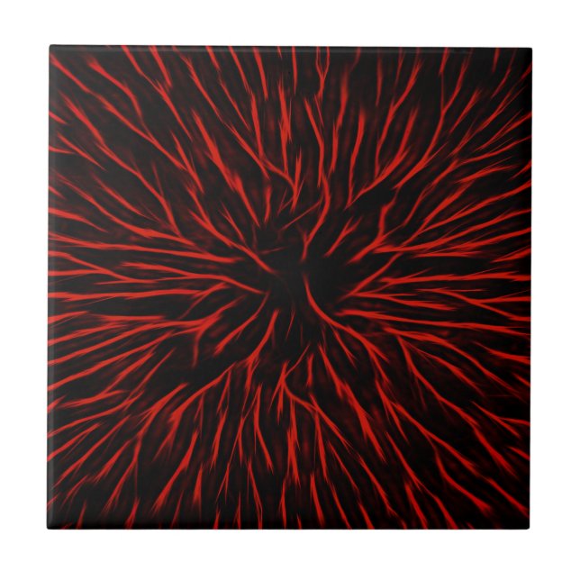 Blazing Red Hot Fire Sparkler Abstract Tile (Front)