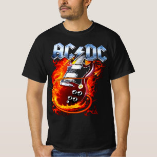 Blazing Rocker Guitar   AC/DC Inspired Biker T-Shirt