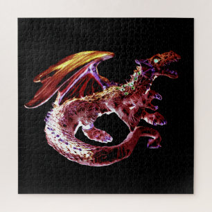 Blazing Scarlet Dragon Fantasy Realm Bold Colour Jigsaw Puzzle