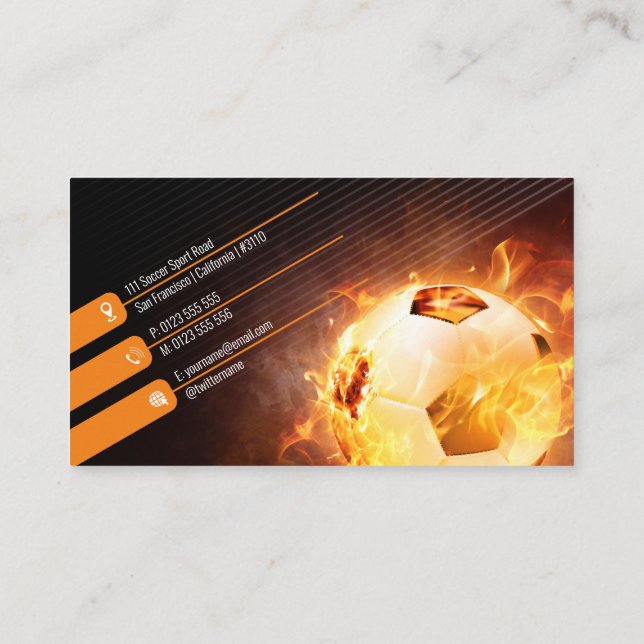 Blazing Soccer Ball | Soccer Sport Gifts Business Card (Back)