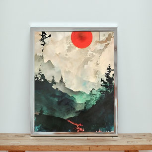 Blazing Sunrise Over Majestic Mountains Photo Print