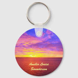 Blazing Sunset Personalized Keychain