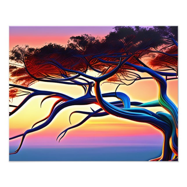 Blazing Sunset Tree Art Photo Print (Front)