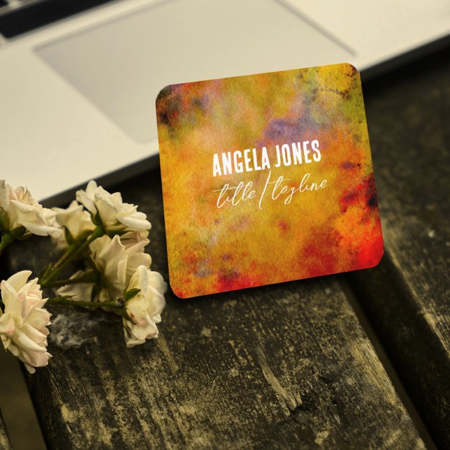 bld abstract watercolor colour splash custom square business card (Creator Uploaded)