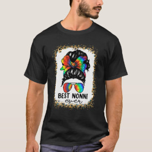 Bleach Best Nonni Ever Tie Dye Messy Bun Hair Moth T-Shirt