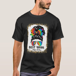 Bleach Best Yaya Ever Tie Dye Messy Bun Hair Mothe T-Shirt