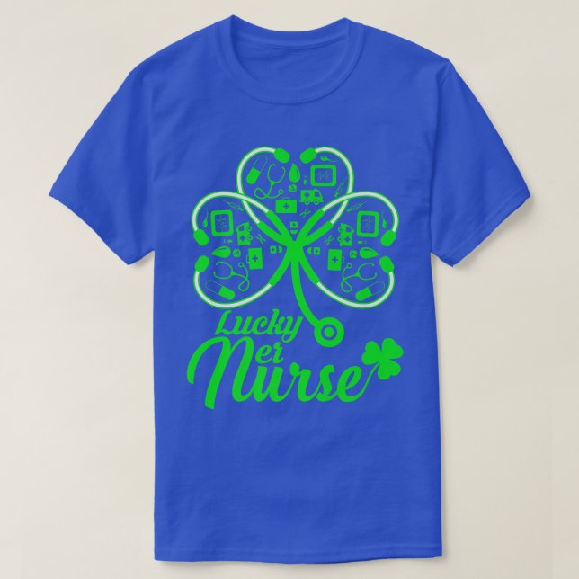 Bleach Shamrock Stethoscope Nurse St Patricks Day  T-Shirt (Design Front)