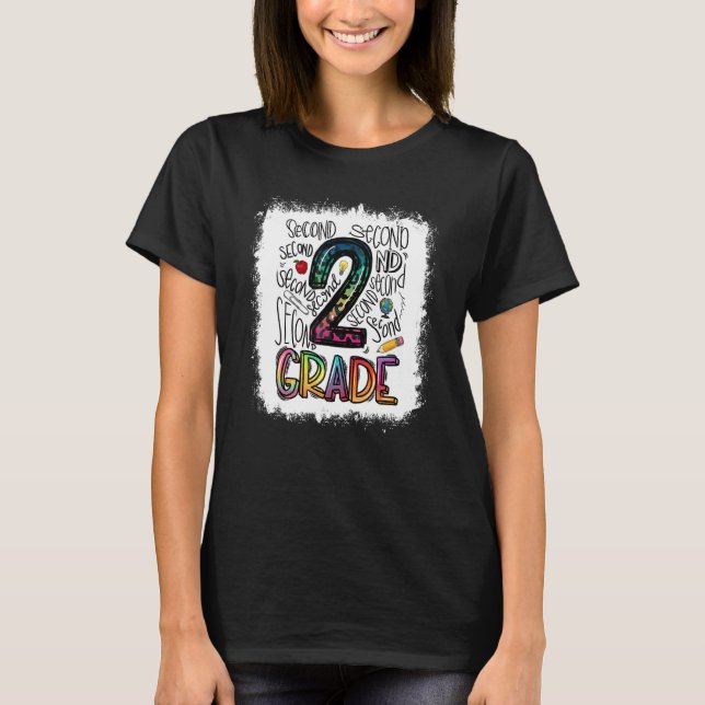Bleached 2nd Grade Typography Team Second Grade Te T-Shirt (Front)