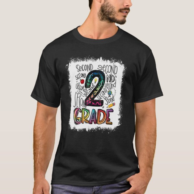 Bleached 2nd Grade Typography Team Second Grade Te T-Shirt (Front)