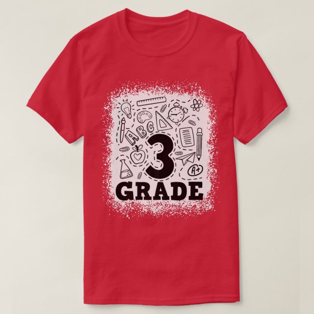 Bleached 3rd Grade Typography Team 3rd Grade Back  T-Shirt (Design Front)