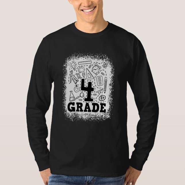 Bleached 4th Grade Typography Team 4th Grade Back  T-Shirt (Front)