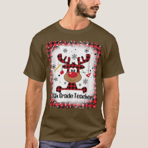 Bleached 5th Fifth Grade Teacher Reindeer Teacher T-Shirt
