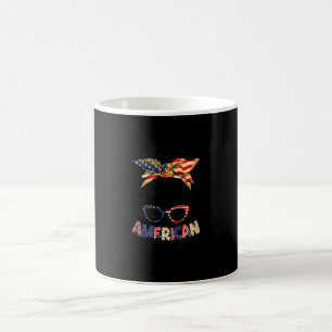 Bleached All American Nurse Messy Bun 4th Of July Coffee Mug