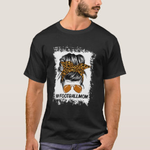 Bleached Ameircan Football Leopard Mum Life Messy  T-Shirt