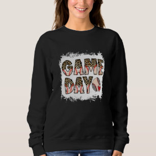 Bleached Ball Game Day Vibes Heart Leopard Ball Mo Sweatshirt