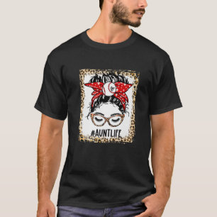 Bleached Baseball Aunt Messy Bun Game Day Mothers T-Shirt