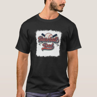 Bleached Baseball Dad Retro Baseball Dad Fathers D T-Shirt