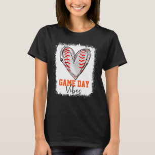 Bleached Baseball Game Day Vibes Baseball Mom Game T-Shirt