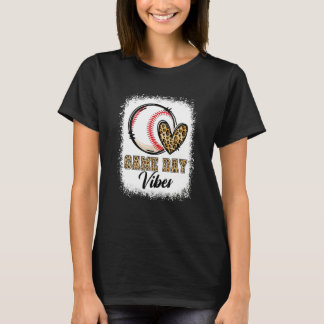 Bleached Baseball Game Day Vibes Baseball Mom Game T-Shirt